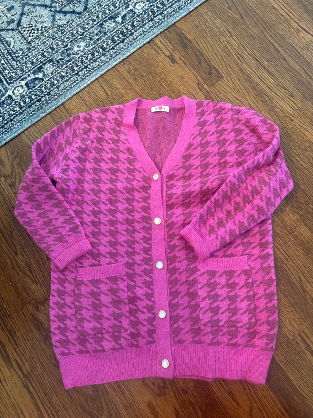 BuddyLove "Twiggy" Oversized Houndstooth Cardigan- M/L